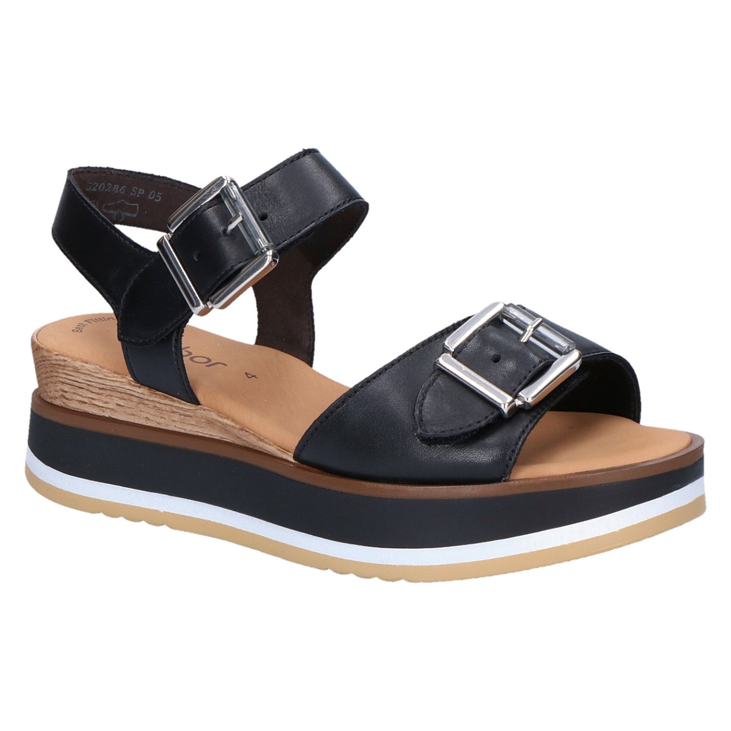 Gabor 64.684 Sandaal plateau zwart gespen met artikelnummer 64.684-27  verkrijgbaar bij Beurskens schoenmode.