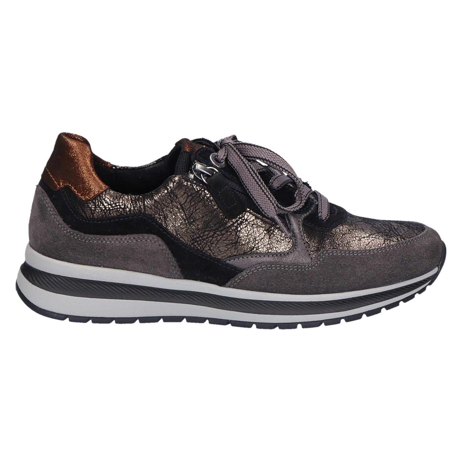 Gabor 76.318 Sneaker zwart grijs orange met artikelnummer 76.318