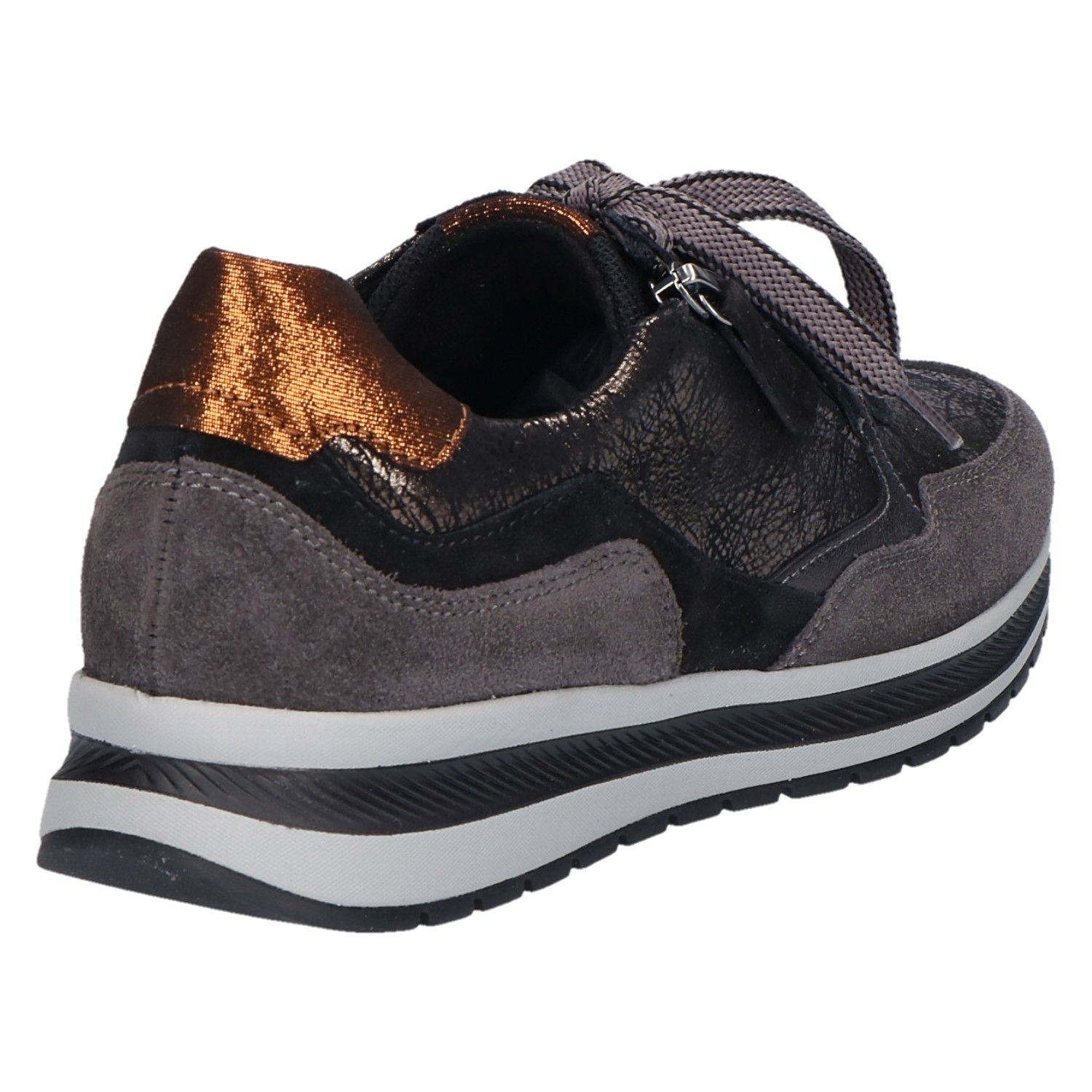 Gabor 76.318 Sneaker zwart grijs orange met artikelnummer 76.318