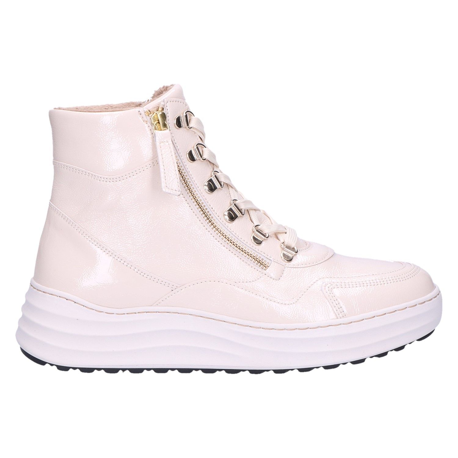 Gabor 76.568 Sneakerboot latte/ecru lak met artikelnummer 76.568-90  verkrijgbaar bij Beurskens schoenmode.