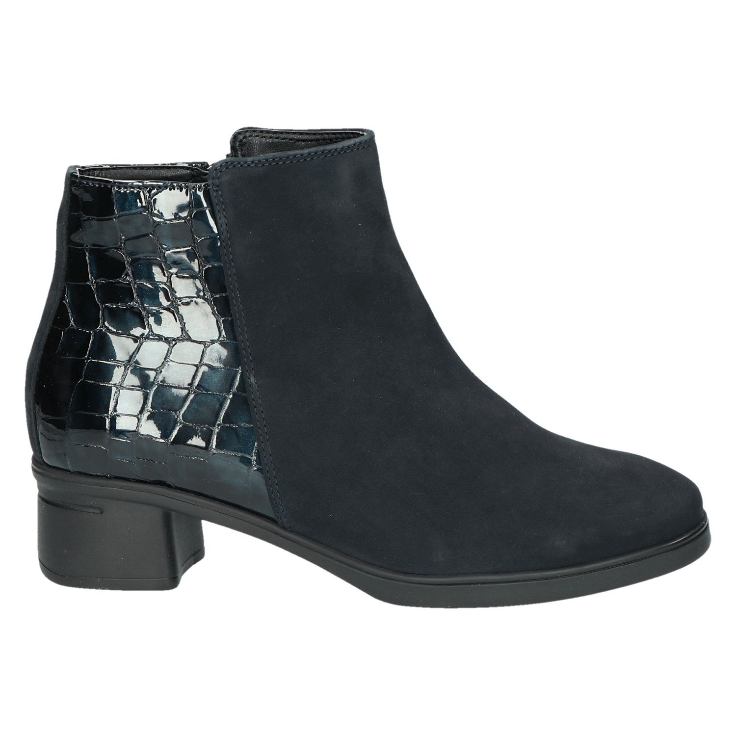 Blues Enkellaars blauw nubuk krokolak