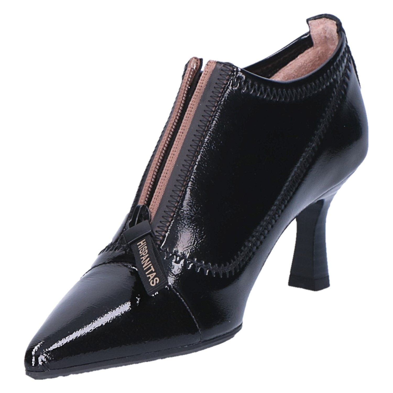 Hispanitas HI222274 Hoogfront rits zwart lak 7 cm met artikelnummer  HI222274 zwart verkrijgbaar bij Beurskens schoenmode.
