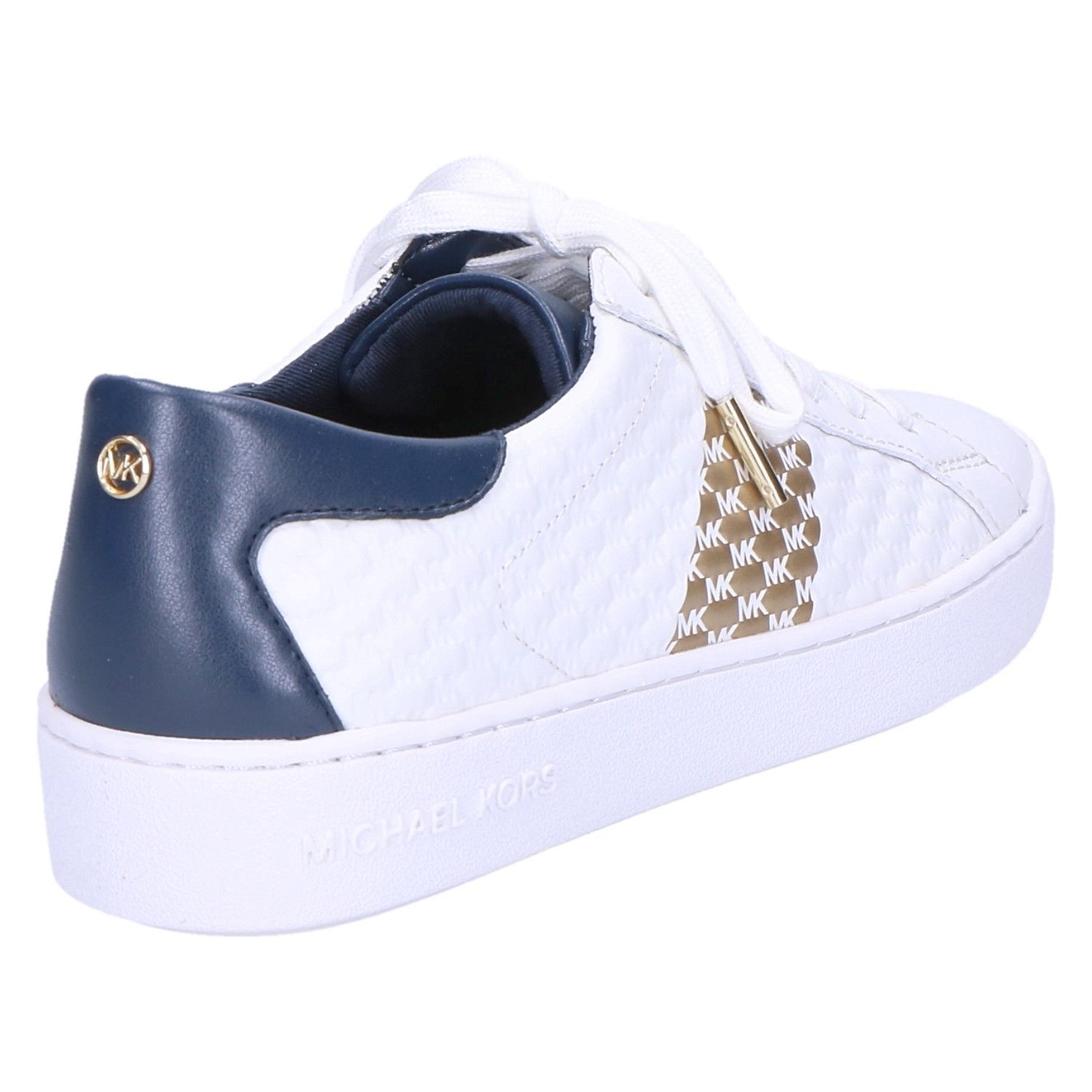 Michael Kors Colby Sneaker white/navy/gold artikelnummer Colby navy/white verkrijgbaar bij Beurskens schoenmode.