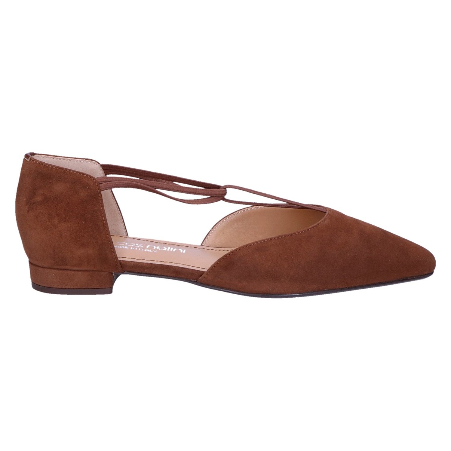 Nalini 26E022 Ballerina elastiek marrone suede met artikelnummer